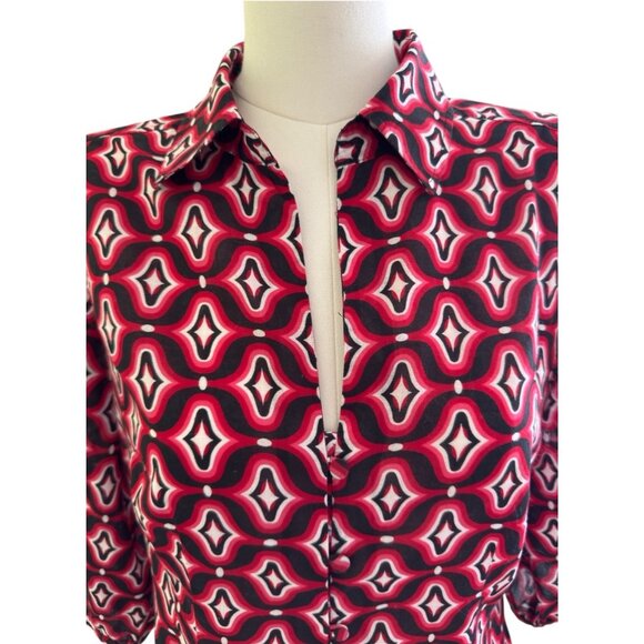 Ann Taylor Multicolored Collared 3/4-Sleeve Lightweight Button Up Shirt Women 6 - Picture 6 of 9